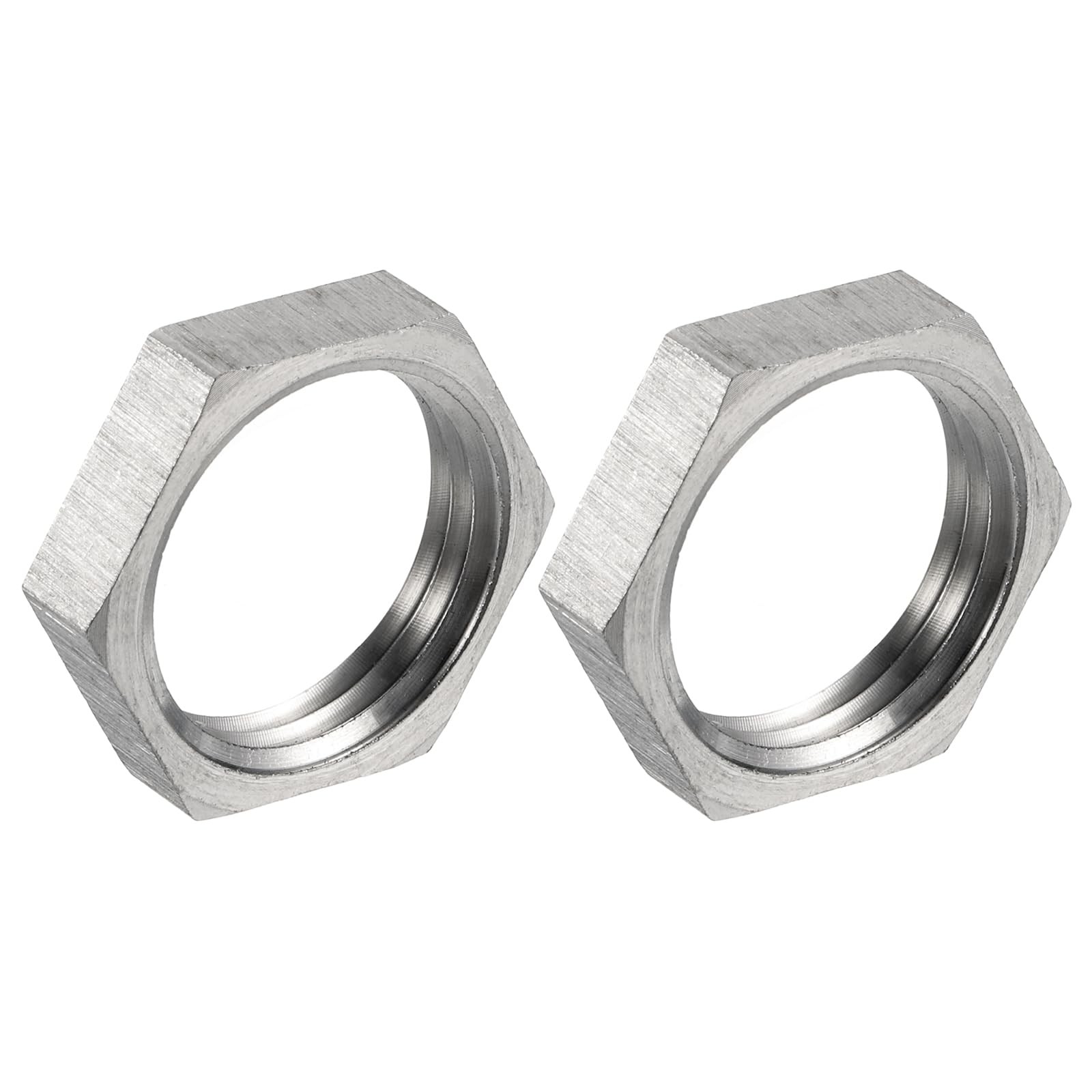uxcell 2Pcs Cast Pipe Fitting Hex Locknut, 304 1/2″ NPT Thread, Silver