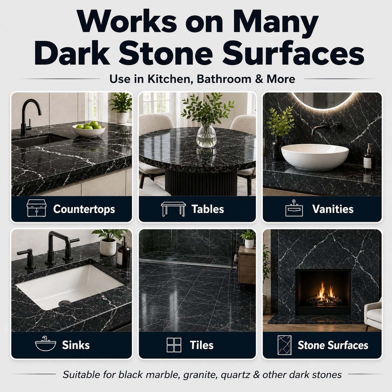 Black Quartz Countertop Repair Kit, Professional Tile, Marble and Granite Rep…
