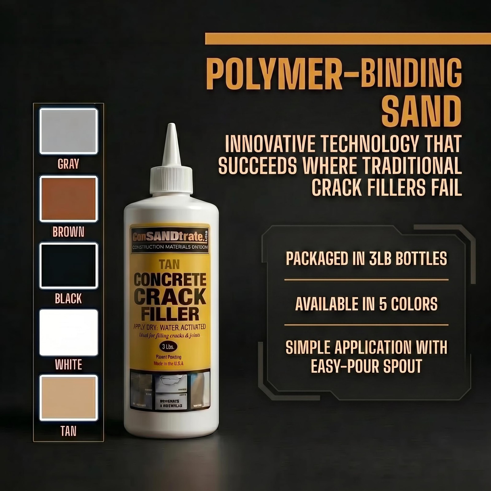 Concrete Crack Filler – Gray – 3 lb. (Single Bottle) – Polymer Based Sealant …