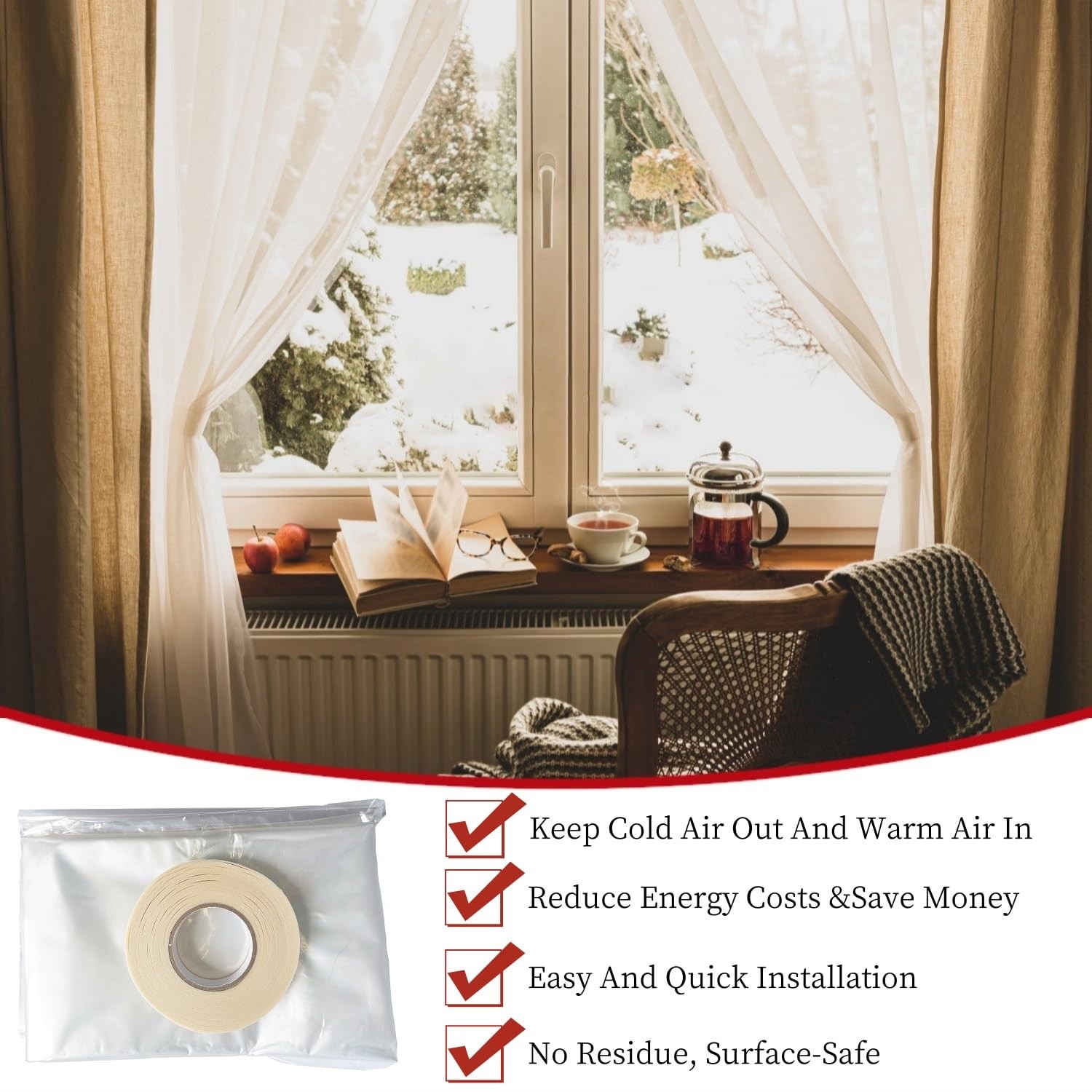 Large Patio Door Shrink Film Window Insulation Kit 84-Inch by 112-Inch，Clear,…