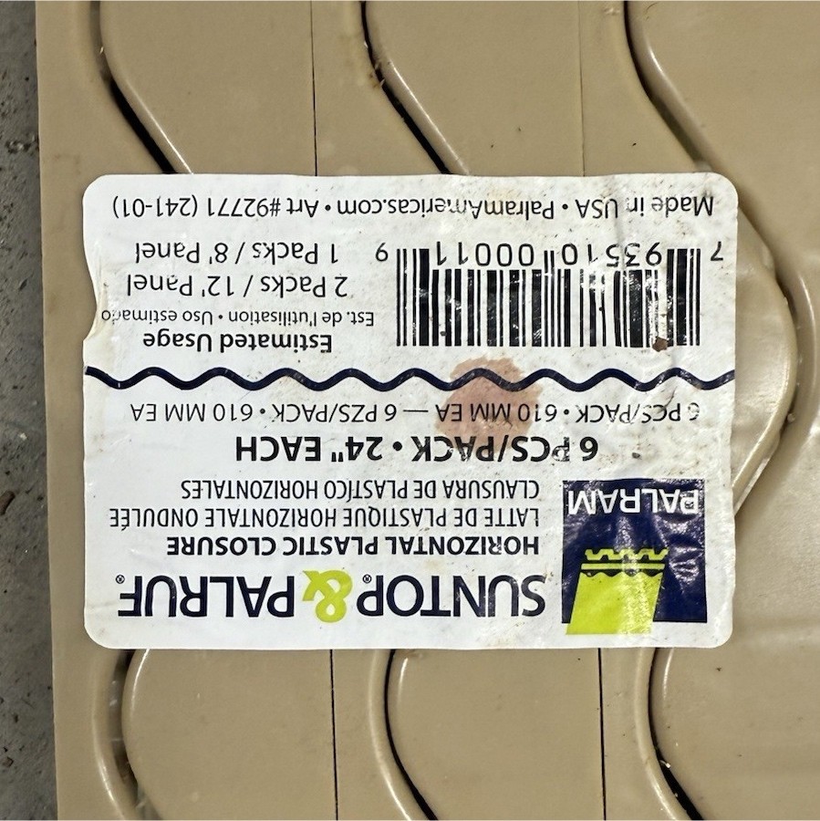 SunTop & Palruf Horizontal Plastic Closure 6 Pack Beige Model 92777