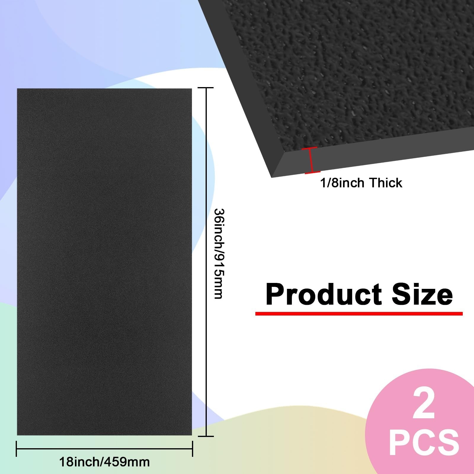 2Pack Black ABS Plastic Sheet 18″ x 36″ x 1/8″ Thick Black Rigid Thermoplasti…