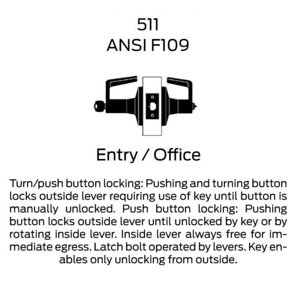 Falcon K511 LD Quantum 626 Satin Chrome Grade 1 Entry/Office Lock Without Core