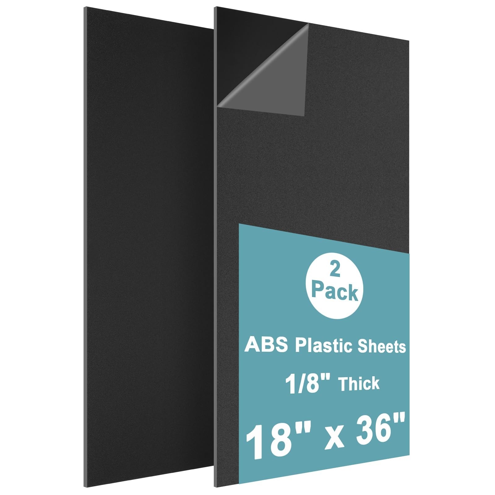 2Pack Black ABS Plastic Sheet 18″ x 36″ x 1/8″ Thick Black Rigid Thermoplasti…