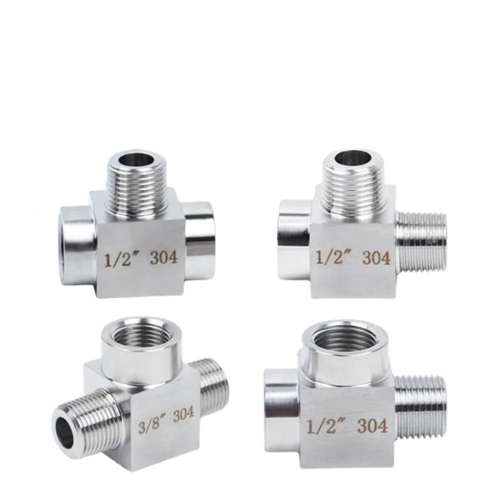 1/8 1/4 3/8 1/2 BSP NPT Tee Fitting 3 Way 304 Stainless Steel Pipe Connector NEW