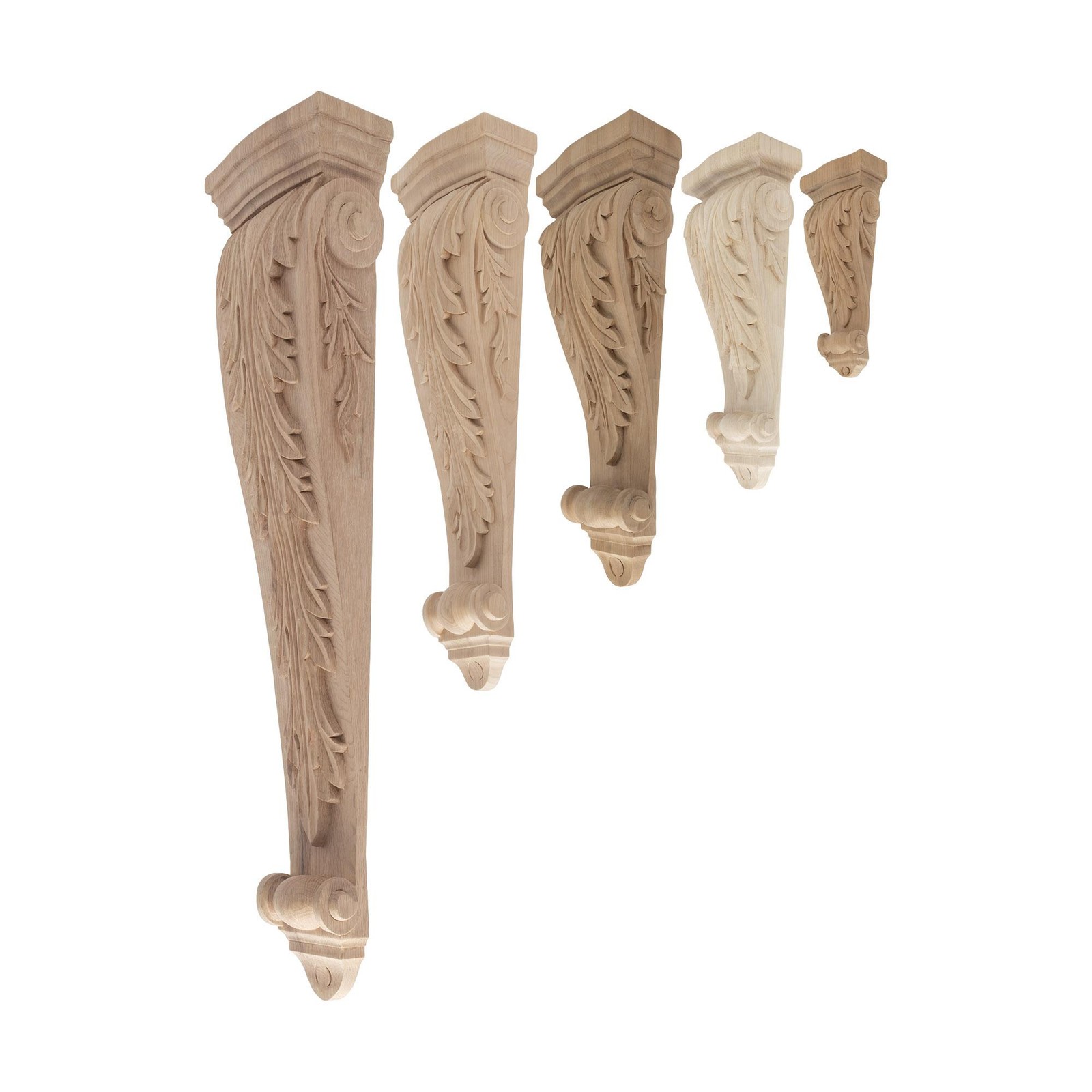 Outwater 7-1/8″ x 2-3/4″ x 1-3/8″ Unfinished Maple Acanthus Leaf Wood Corbel