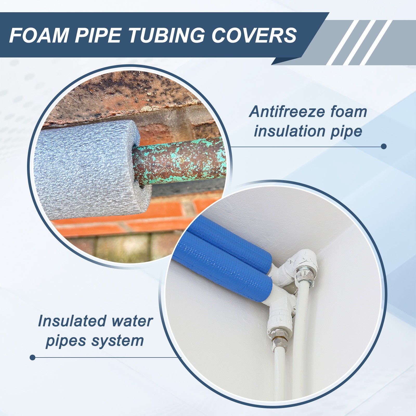 2pcs 1-1/9″ ID 3.3FT Pipe Insulation Foam Tube 1.77″ OD Tubing Cover Red