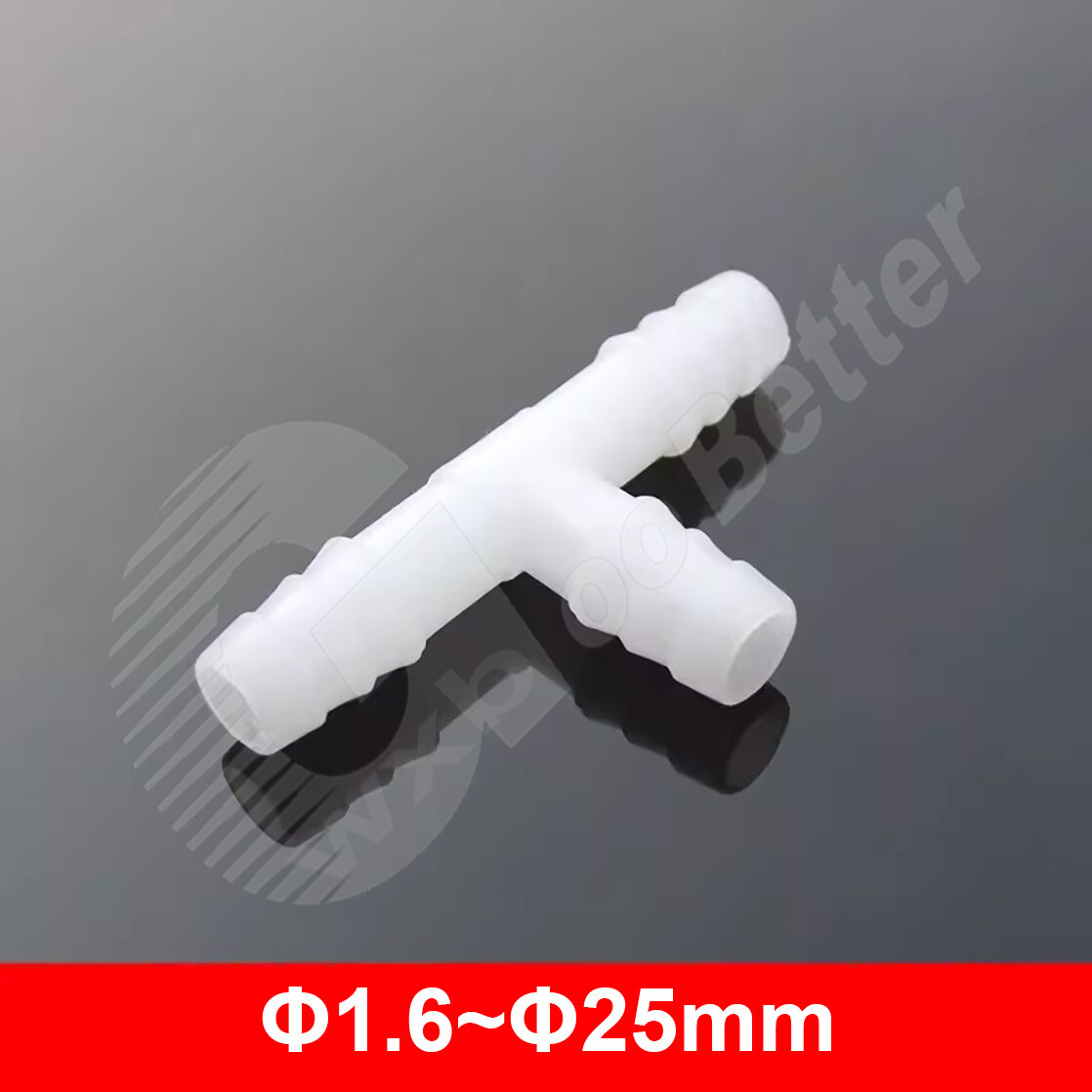 Barbed Plastic T-Piece Connector Φ1.6mm 2.4mm~Φ25mm Clear Hose Joiner Air Water