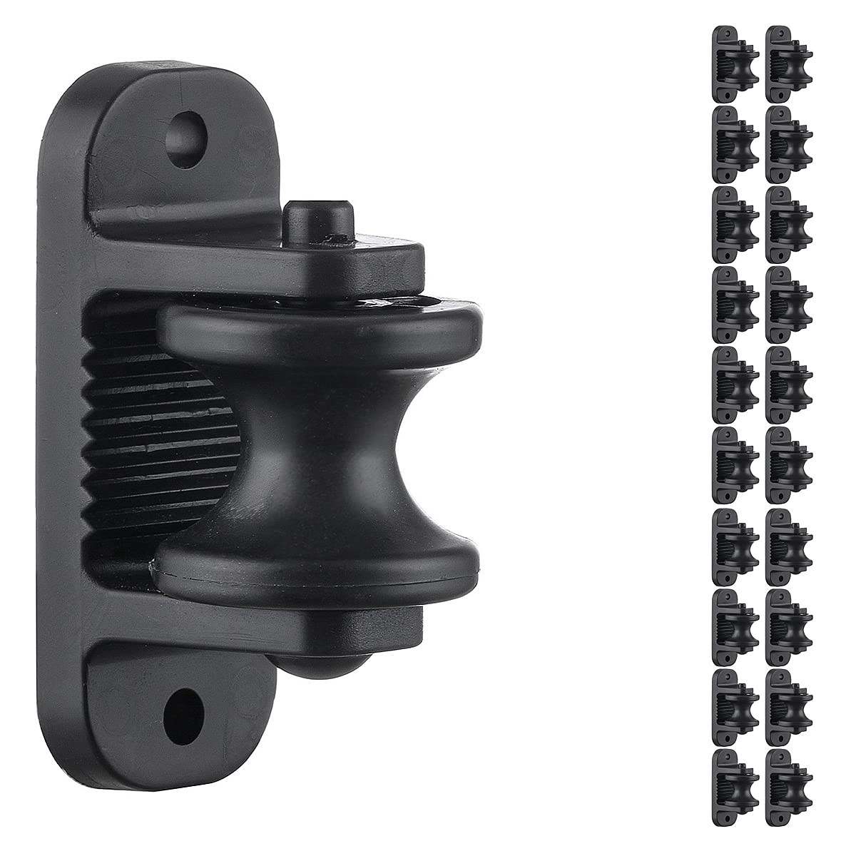 QMARK 20 Pack Electric Fence Wood Post Roller Insulators, Corner Black
