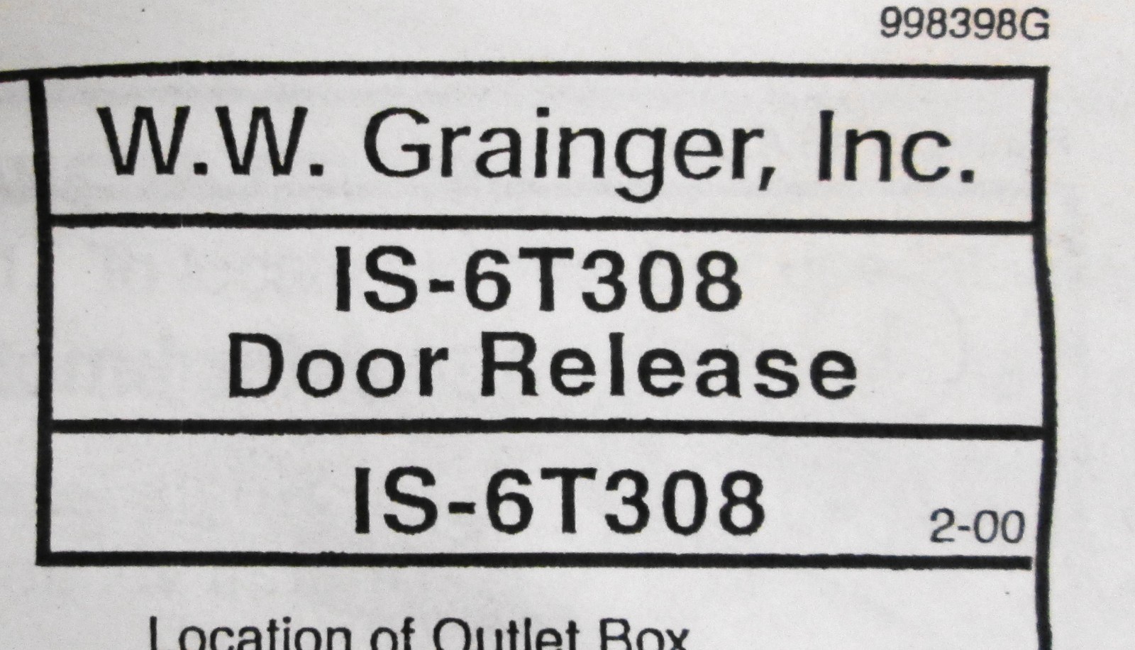 Grainger 6T308 Electromagnetic Door Release