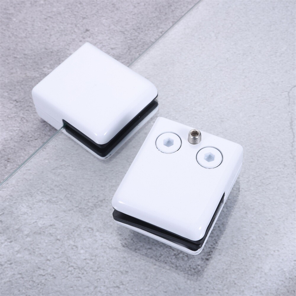 8Pcs Square Glass Clamps White for Indoor Outdoor Glass Shelves Bathroom Shower