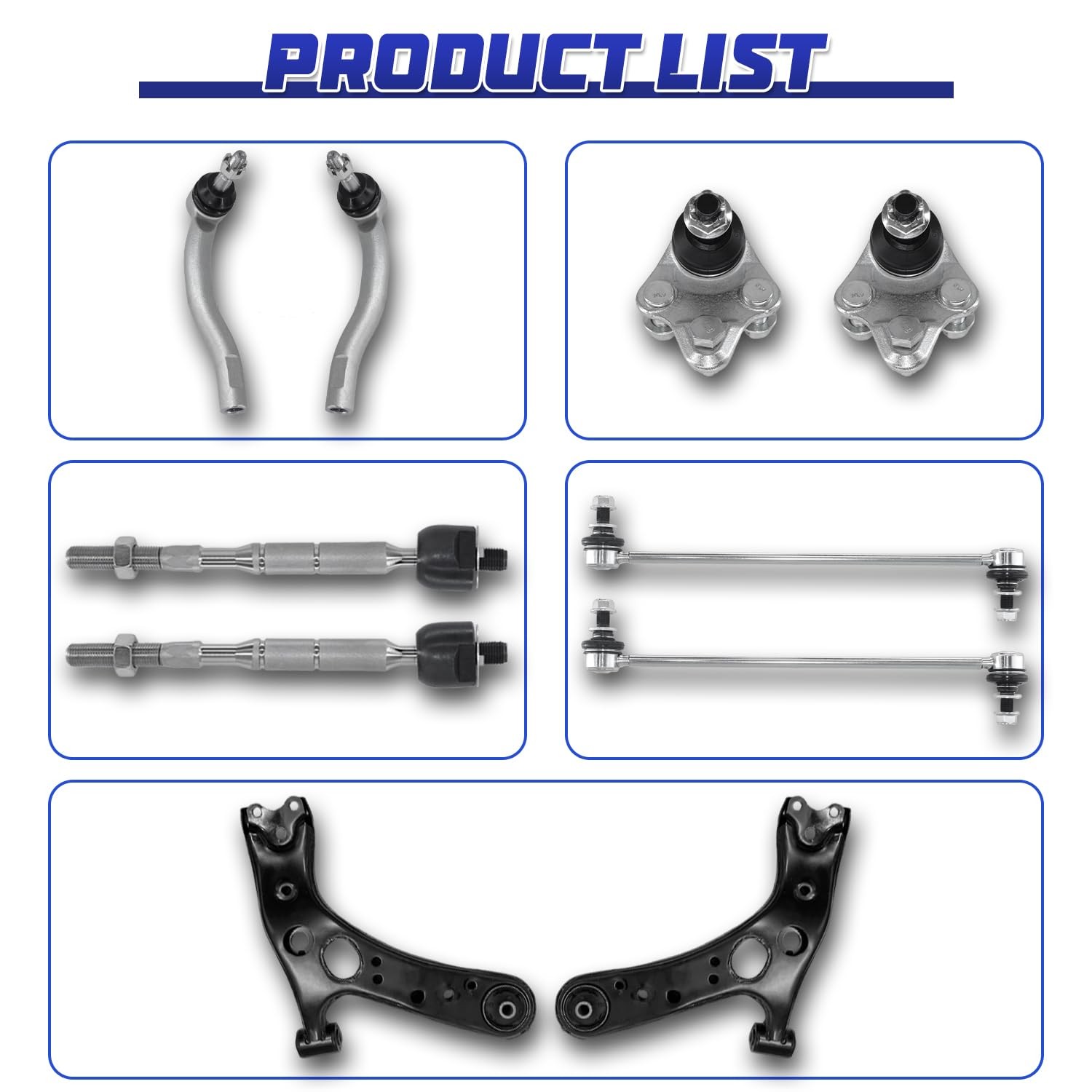 10PCS Control Arm Ball Joint Sway Bar Link Tie Rod for 10-17 Prius CT200h No C/V