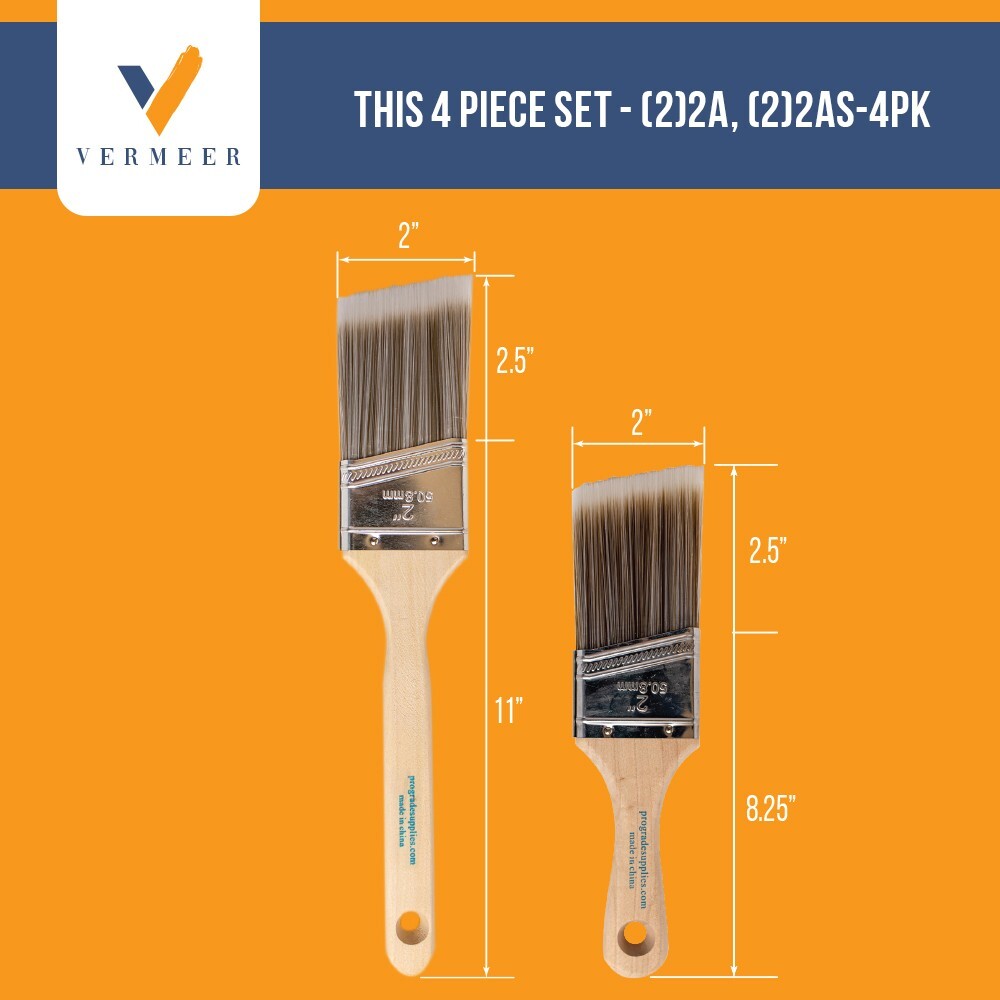 4 Pack Angle Brushes in Assorted Sizes for All Latex and Oil Paints & Stains