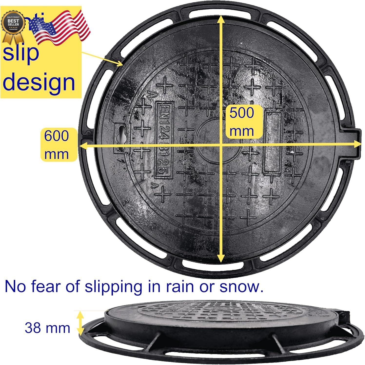 20 In Cast Iron Manhole Cover and Frame for 18″ Corrugated Pipe B Class 2810