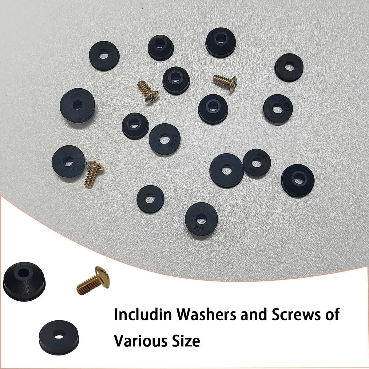 116 PCS Faucet Washers Assortment Kit, Flat & Beveled Rubber Black