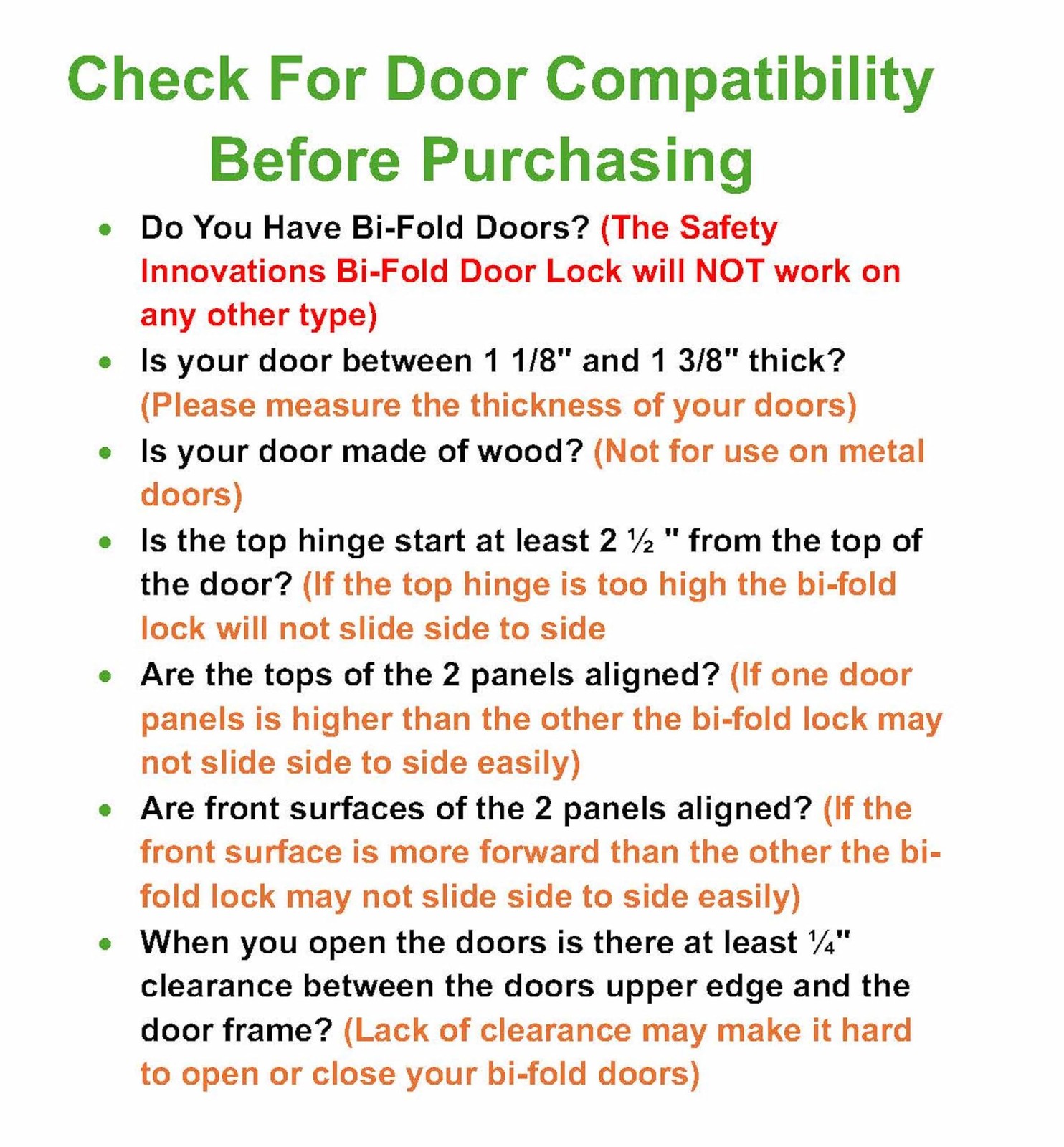 (4- Pack) – Safety Innovations Bi-fold Door Lock – 4 Count (Pack of 1), Clear