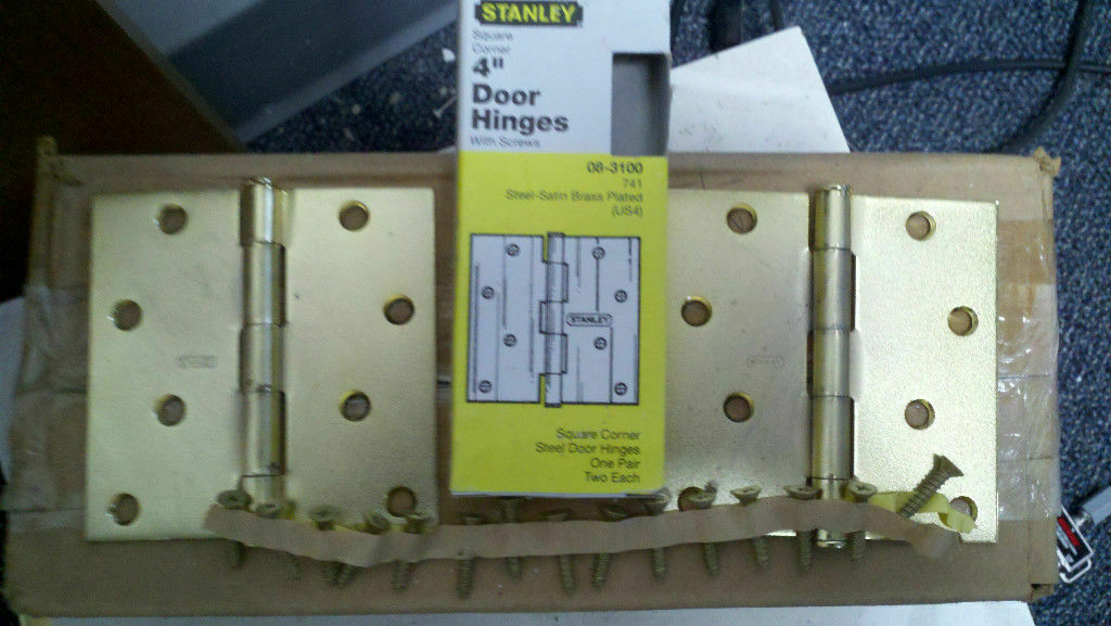 LOCKSMITH NEW STANLEY 25pr 08-3100 4 X 4 US4 DULL BRASS DOOR HINGES * 25 PAIR **