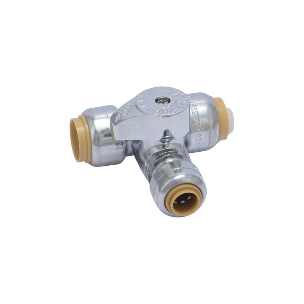Sharkbite Ptc 1/2In X 1/2In X 1/4In Brass Tee Stop