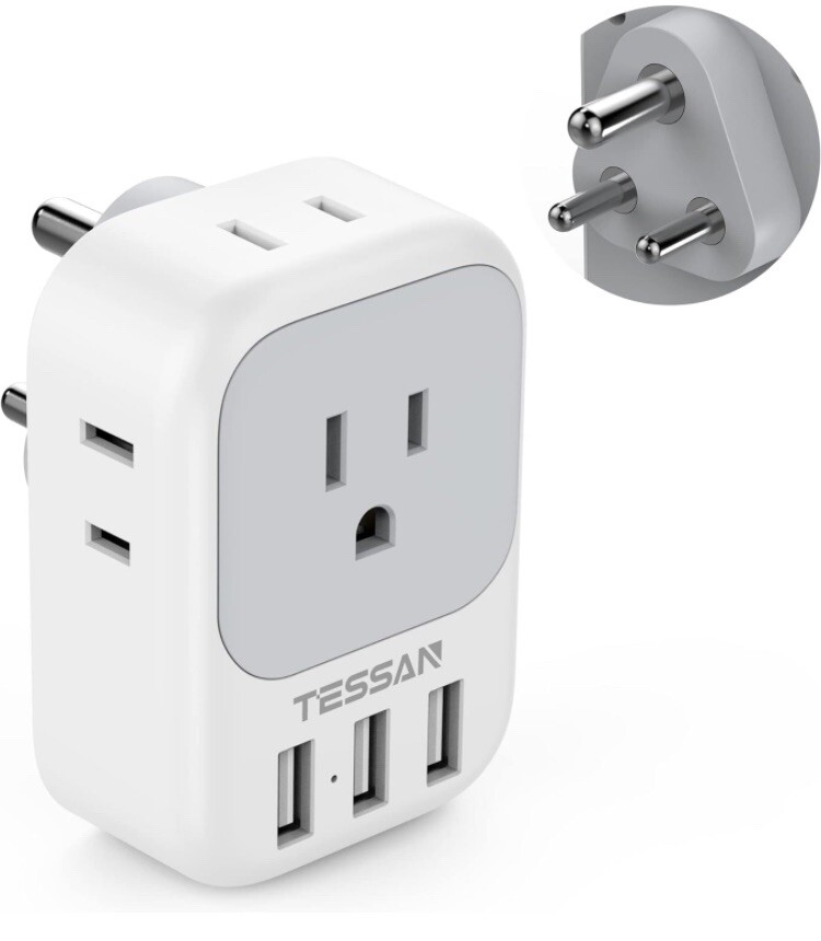 TESSAN US to India Plug Adapter, 7 in 1 Power Adapter with 4 AC Outlets 3…