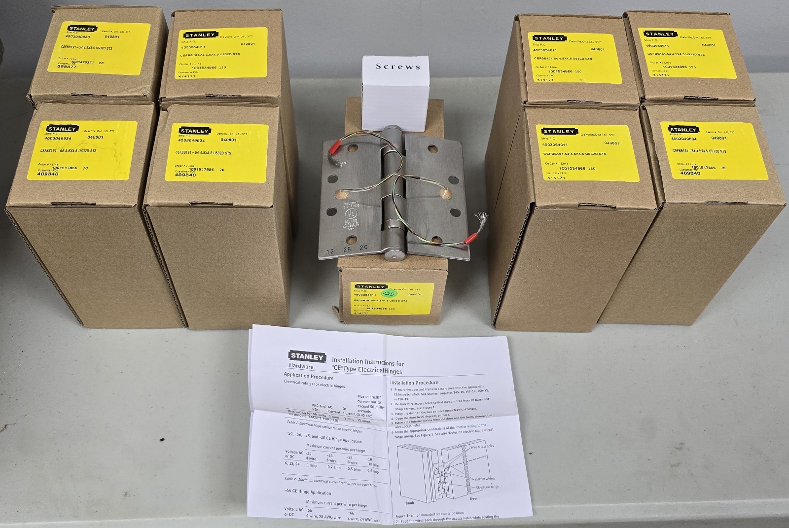 Stanley CEFBB191-54 Concealed Electric Hinge 4.5″ x 4.5″ US32D STS