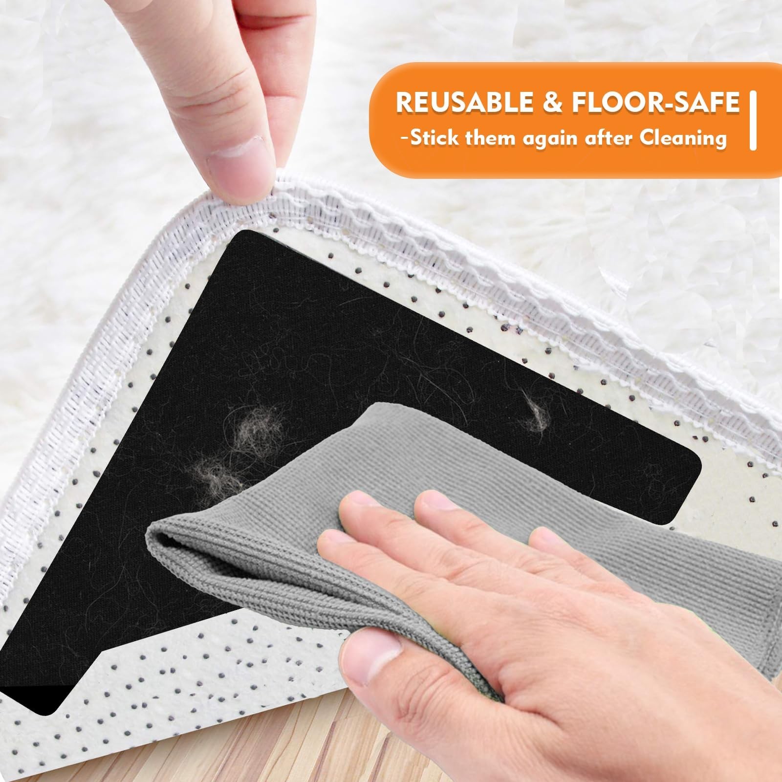 DEVOGUE® 16 PCS Anti-Slip Rug Pads – Dual-Sided Washable & Reusable R
