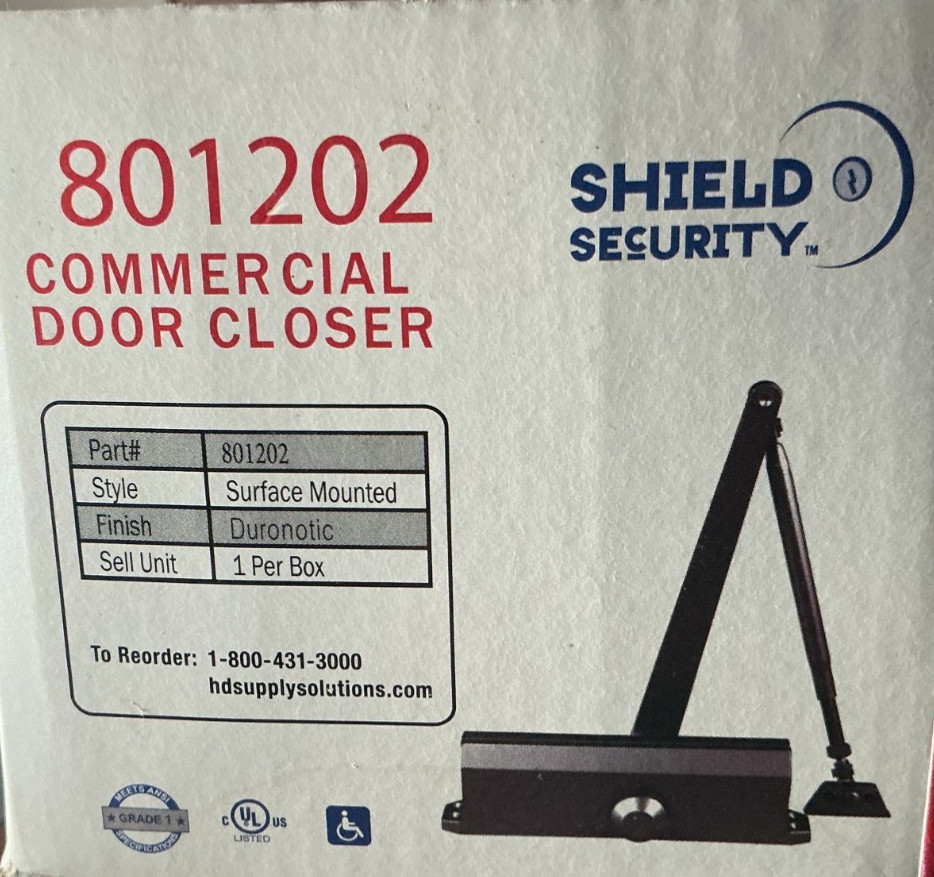 SHIELD SECURITY DOOR CLOSER SIZE 1-4 ADA HEAVY DUTY HYDRAULIC BRONZE #S801202