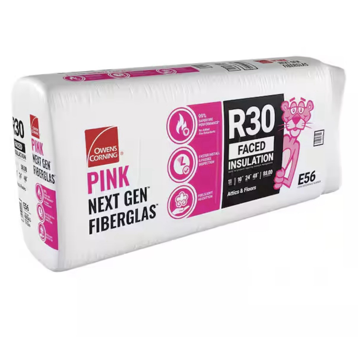 R-30 Faced Fiberglass Insulation Batt 24 In. X 48 In. (1 Bag)