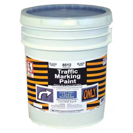 Rae 8512 Traffic Zone Marking Paint, 5 Gal., Black, Latex Acrylic -Based