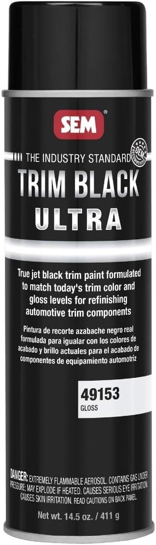 Sem 49153 Trim Black Ultra Black Spray Paint Gloss Finish Designed For Plastic