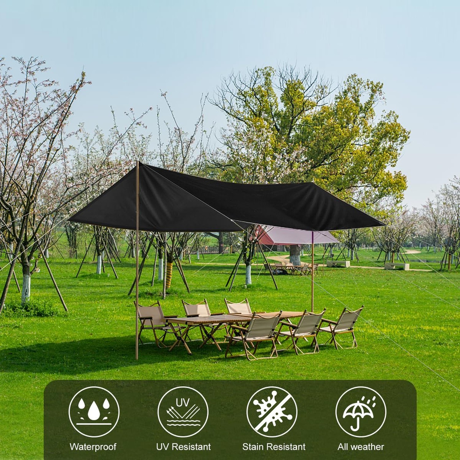Black Waterproof Tarp Cover for Outdoor: Durable and Tear Resistant 8x10ft | …