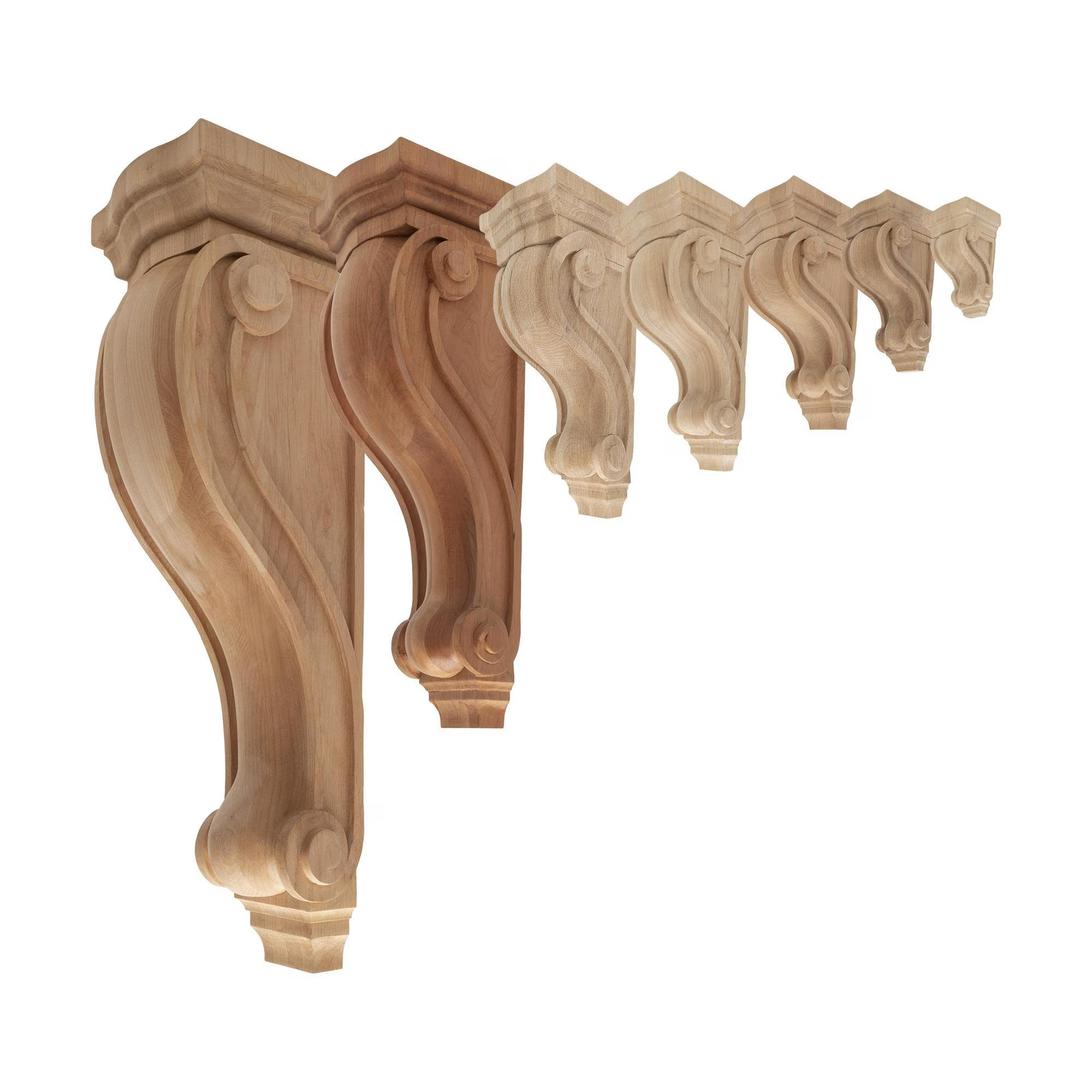 Outwater 10-1/2″ x 4-7/8″ x 5-1/4″ Unfinished Cherry Classic Wood Corbel