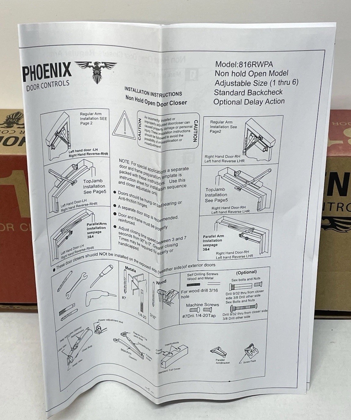 Phoenix 816RWPA Door Closer Heavy Duty Silver Aluminum Adjustable 1-6 *READ*