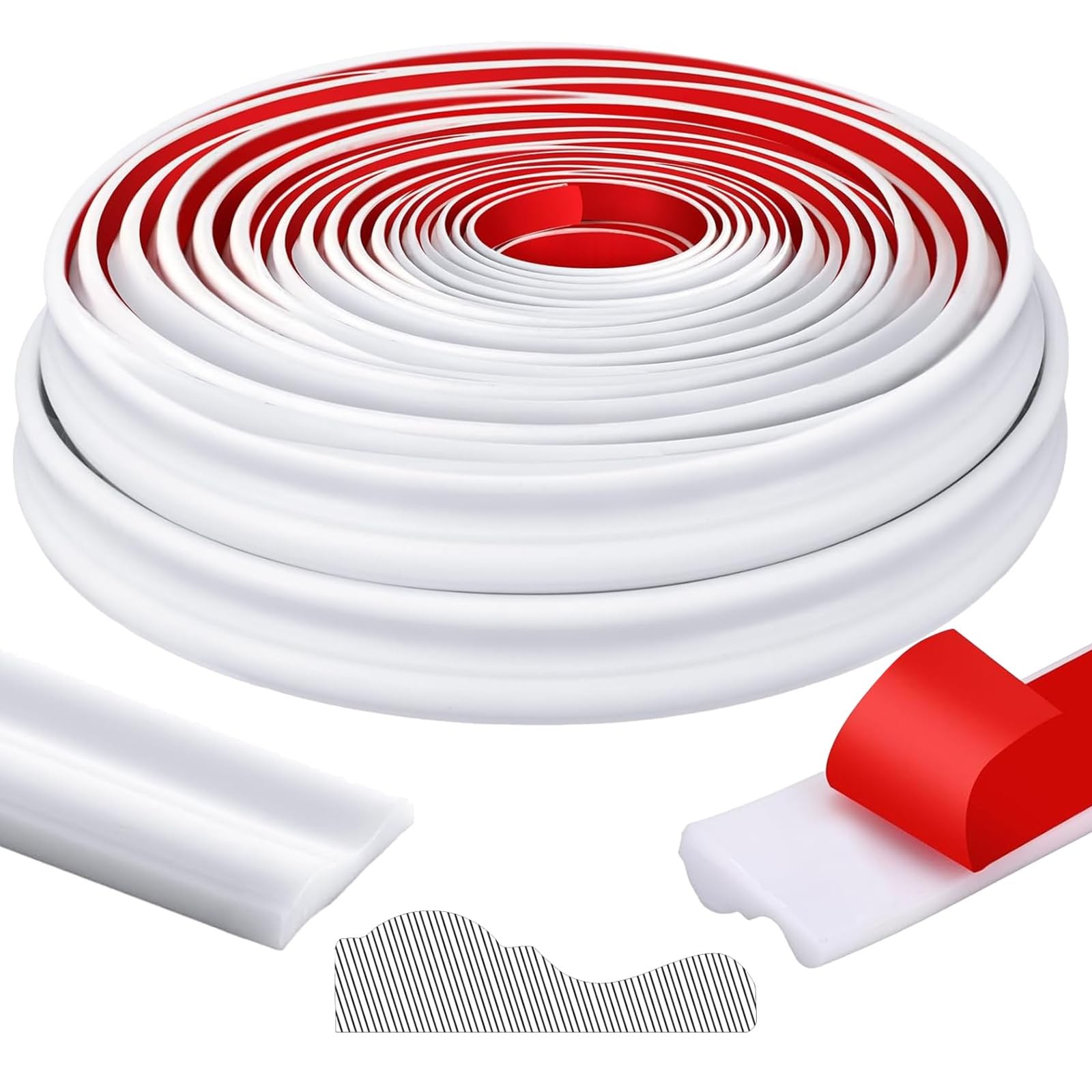Innconee 32.8ft White Flexible Peel & Stick Molding Trim Wall Baseboard Tile Edg