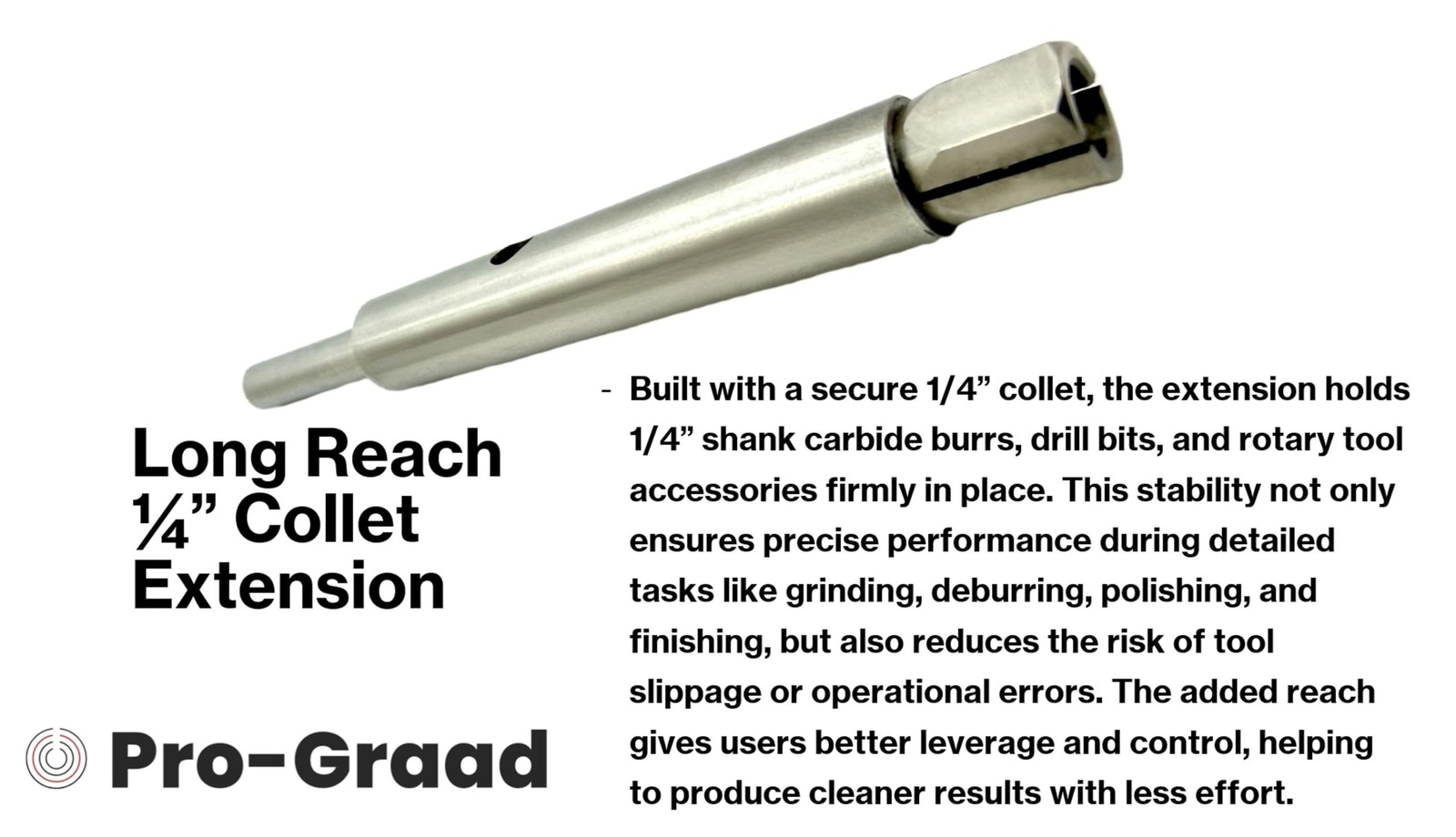 4″ Long Reach Heavy Duty 1/4″ Collet Extension Tool – Carbide Burr & Bit Hold…