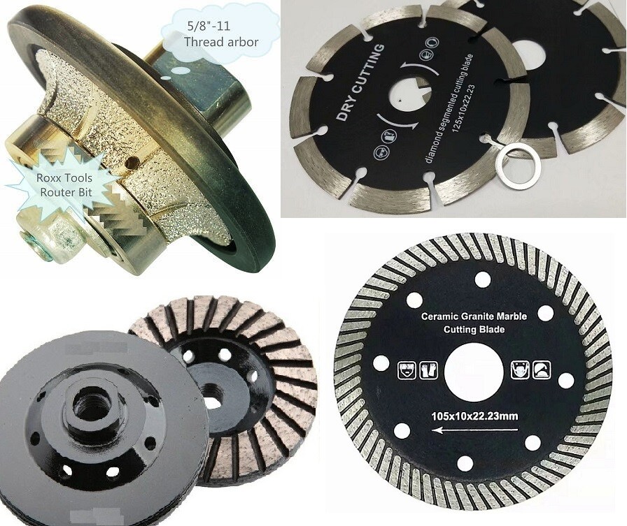 Masonry Tools B20 Bit Stone Blade + Tile Blade concrete grinding Cup Wheel Set