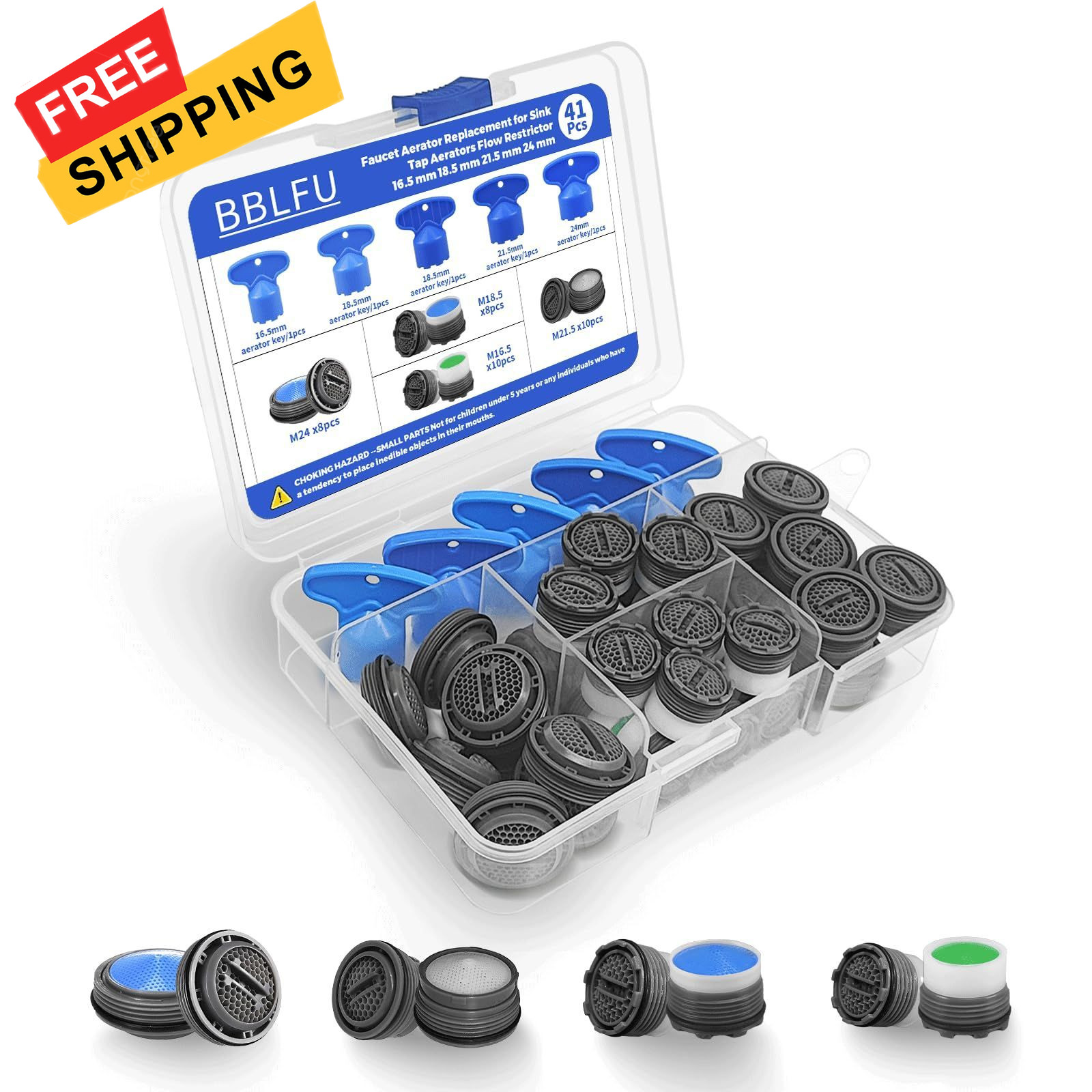 BBLFU 36Pcs Faucet Aerator Kit with 5 Sizes Key Removal Tools,…