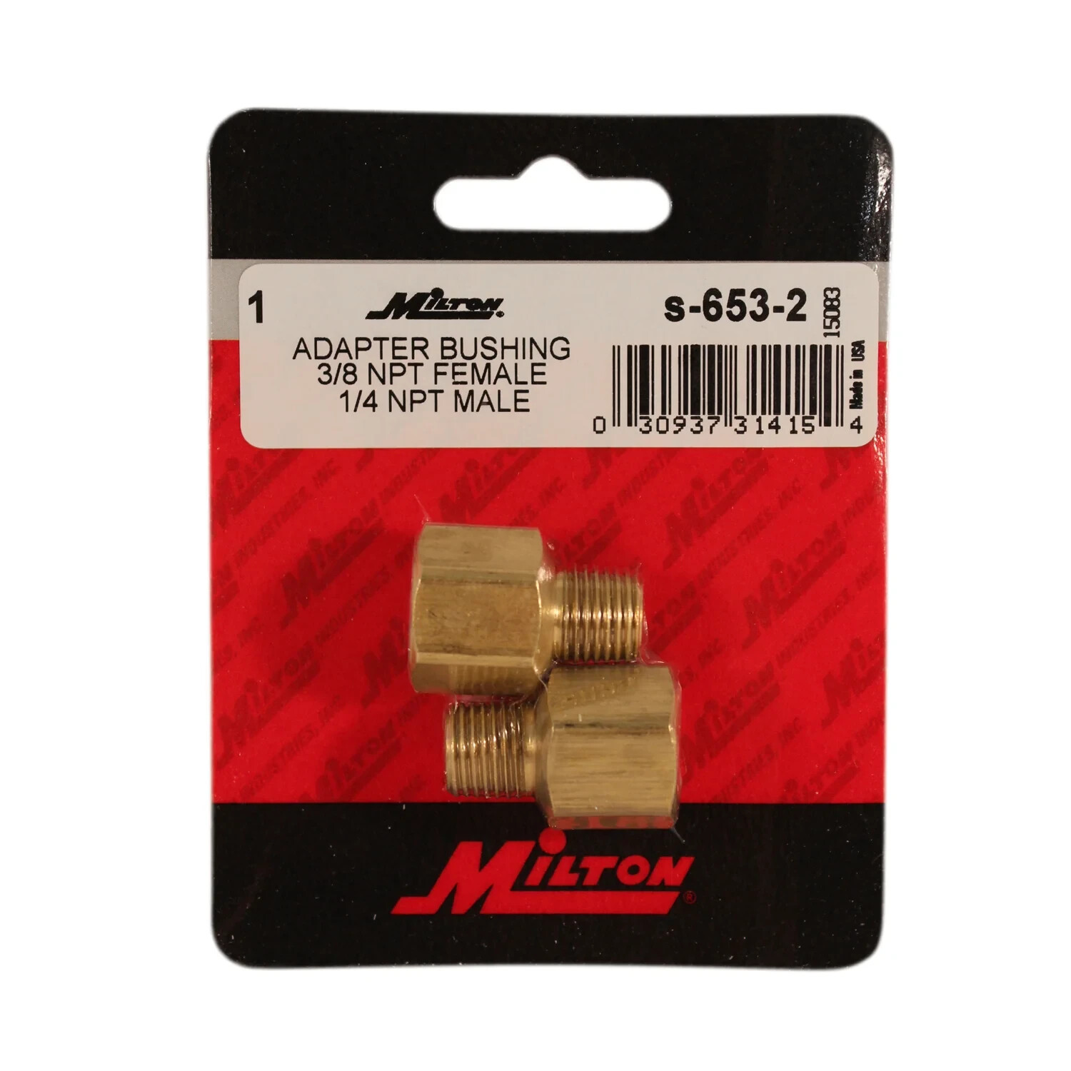 Milton s-653-2 Adapter Bushing, F. 3/8″ FNPT x M. 1/4″ MNPT 2/cd USA