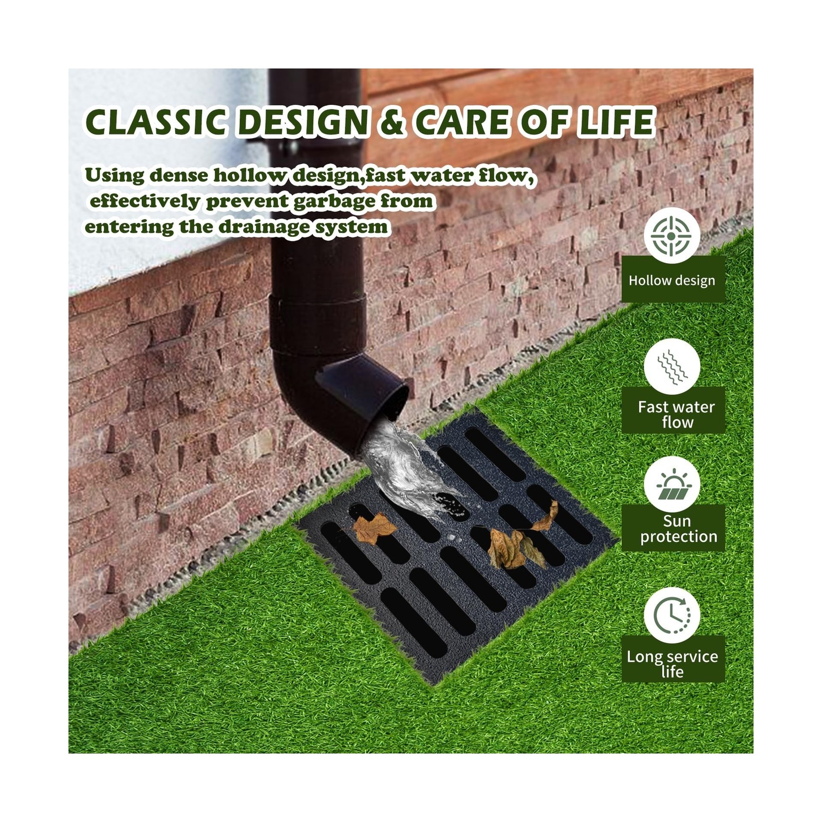 Cast Iron Drain Grate, 24 * 24in Outdoor Drain Cover, B125 Class Ductile Iron…