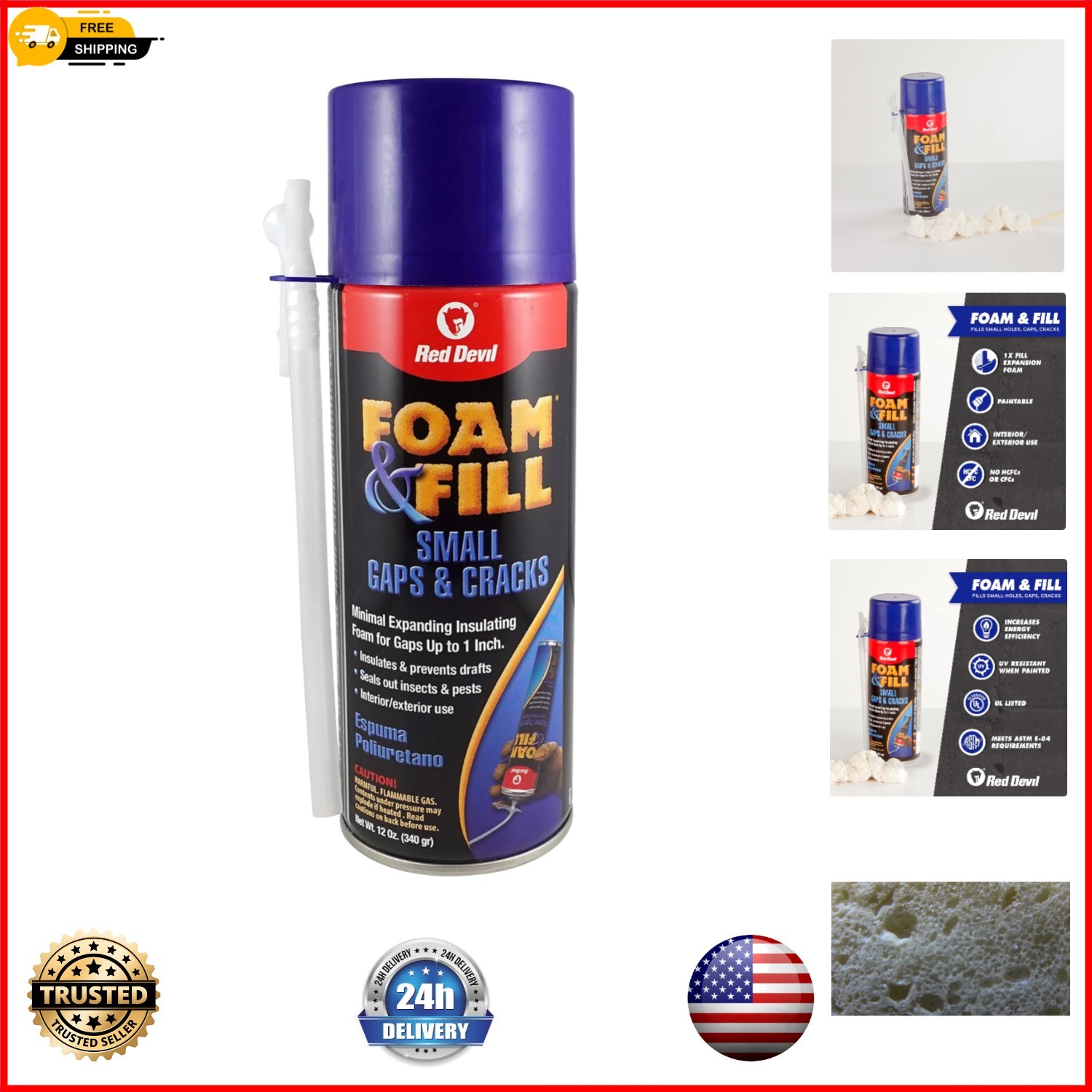 Environmentally Friendly Polyurethane Gap Filler 12 oz – Easy Apply Foam Sealant