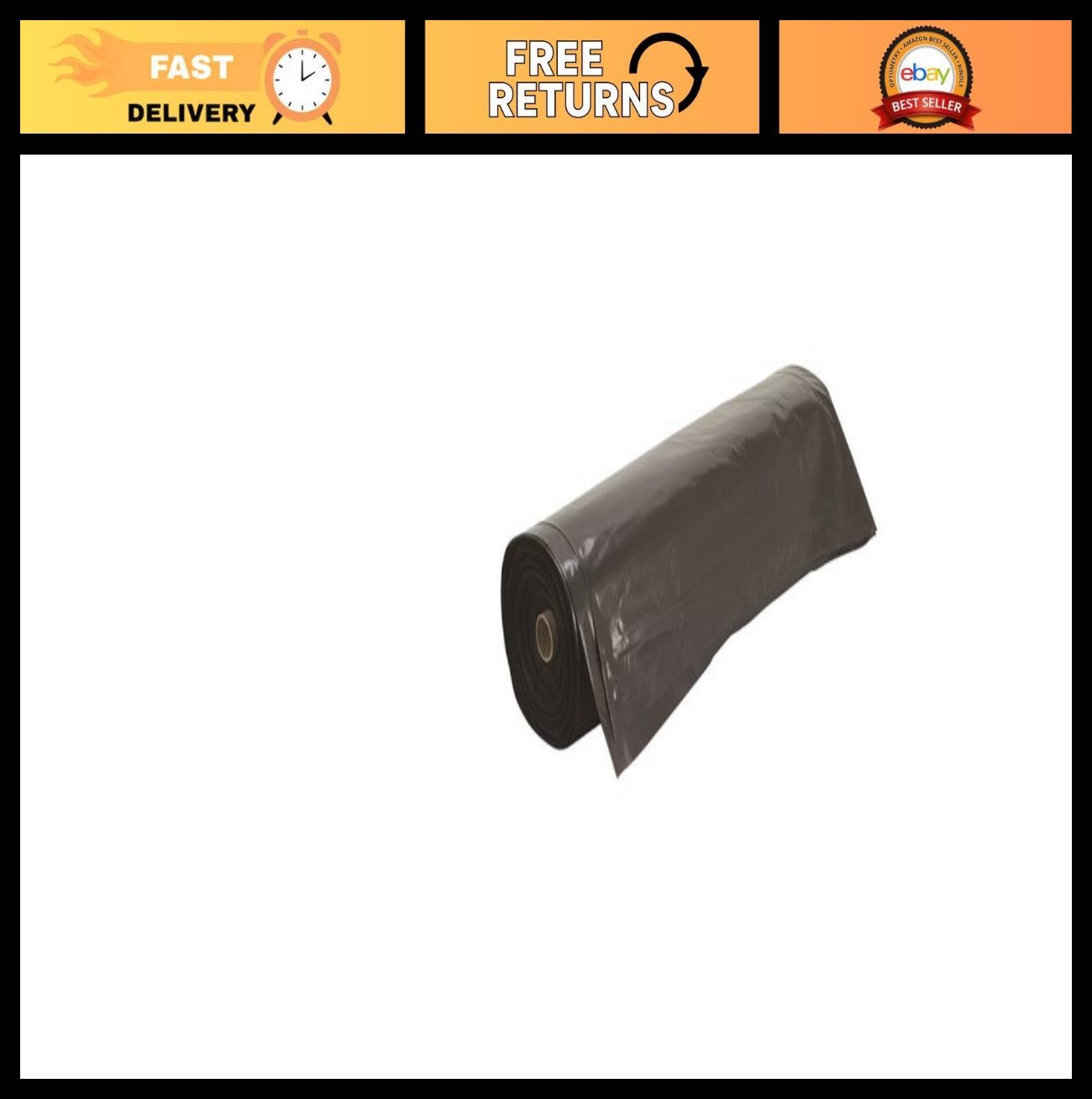 Heavy-Duty Black Polyethylene Sheeting 10′ x 25′ x 6 Mil – Waterproof, Durable C