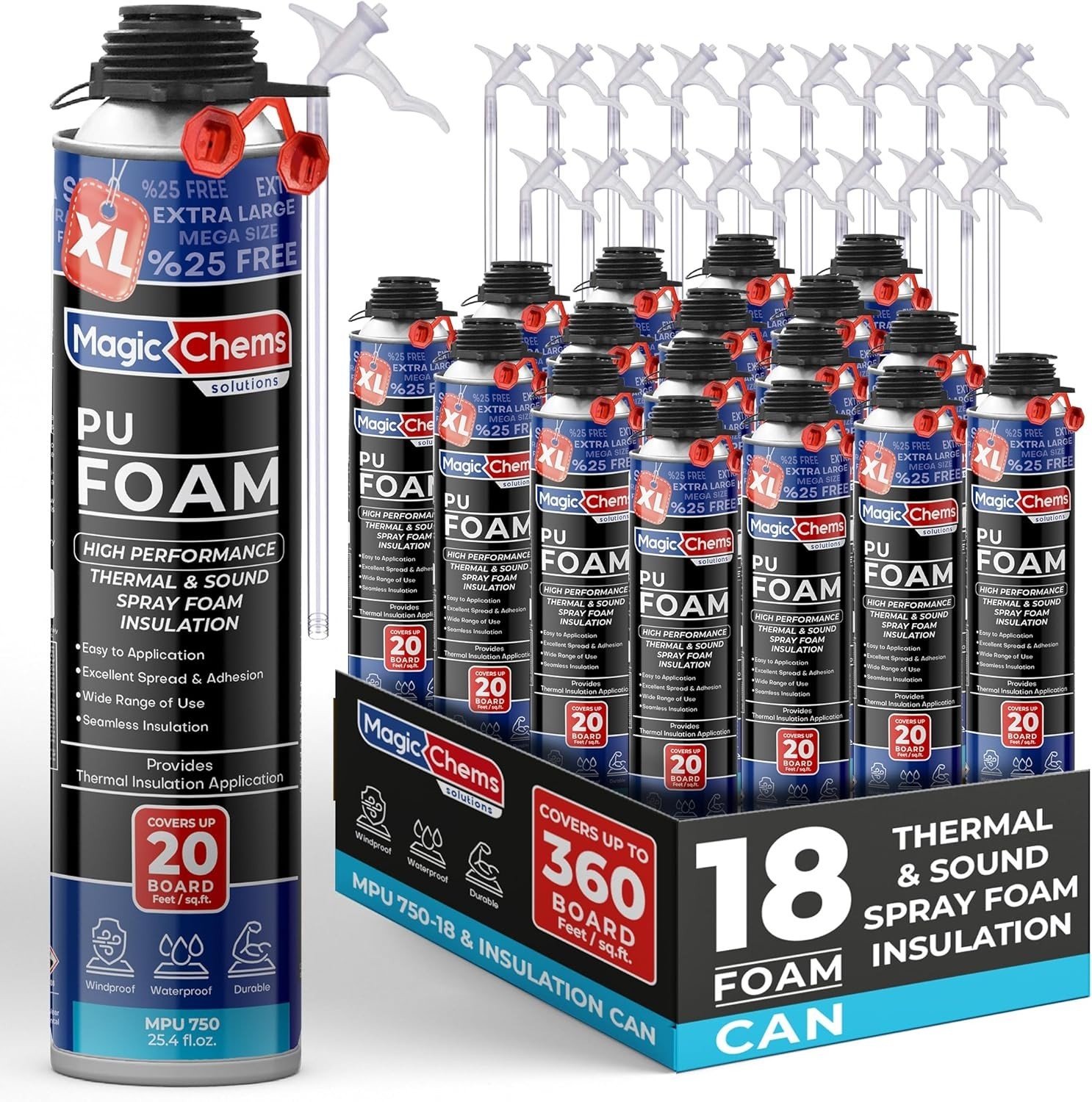 Spray Foam Insulation (18 Pack-25.4 oz) Expanding Foam Sealant