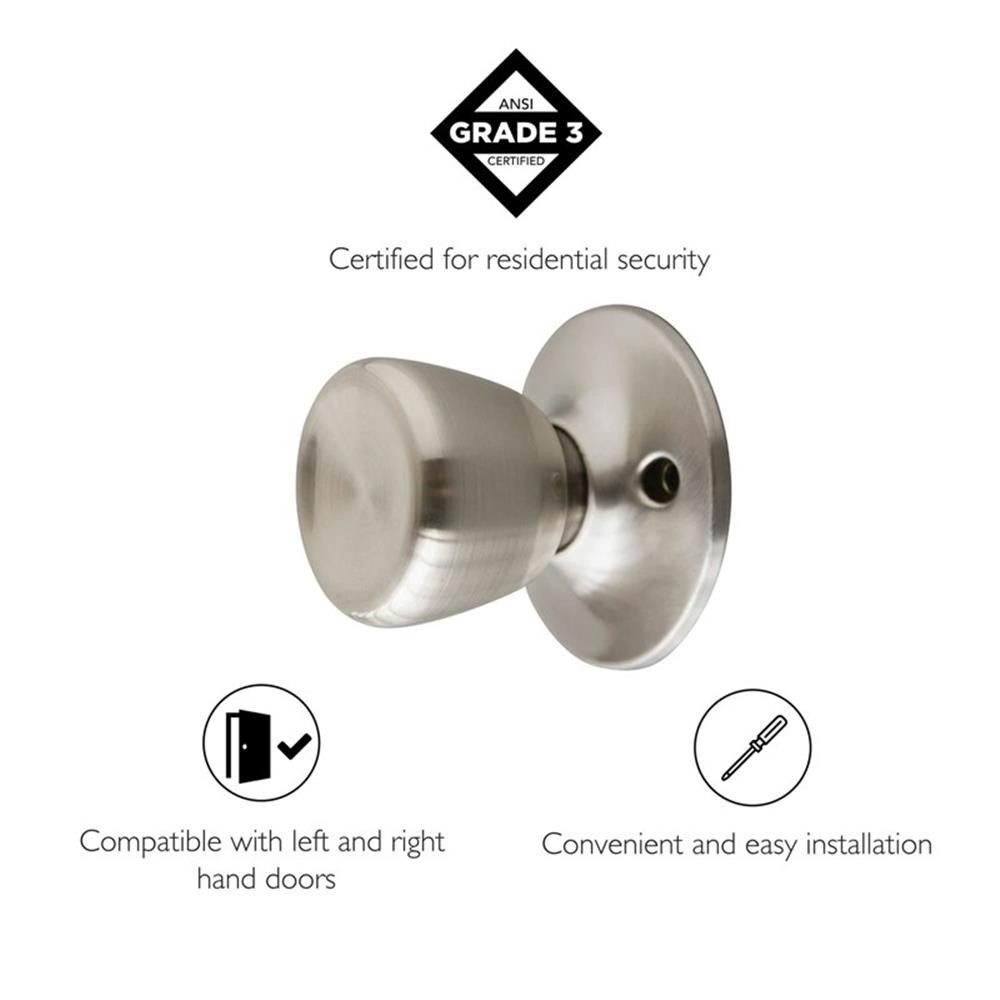 Bowery Hill Brass Tulip Dummy Doorknob in Satin Nickel 2-Pack