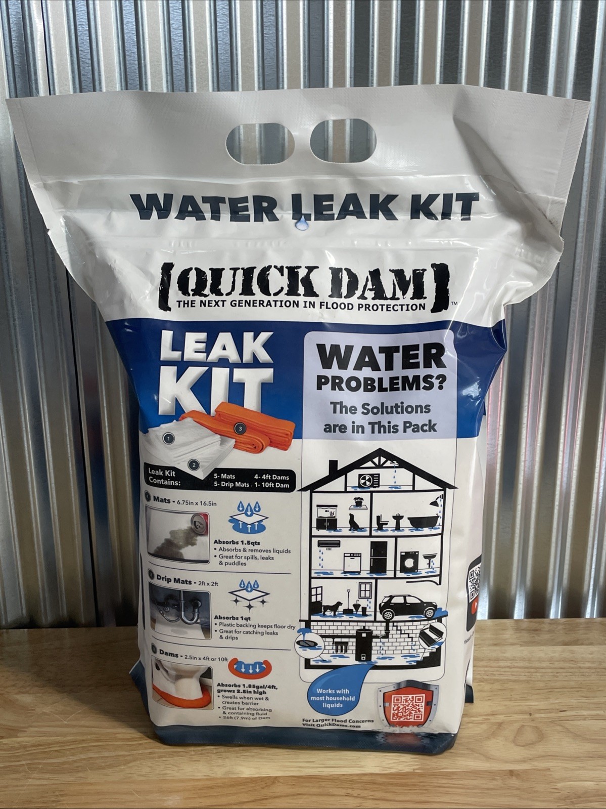 QUICK DAM Home Leak Kit – Absorbs Over 15 Gallons Per Kit. Toilets Tubs Water