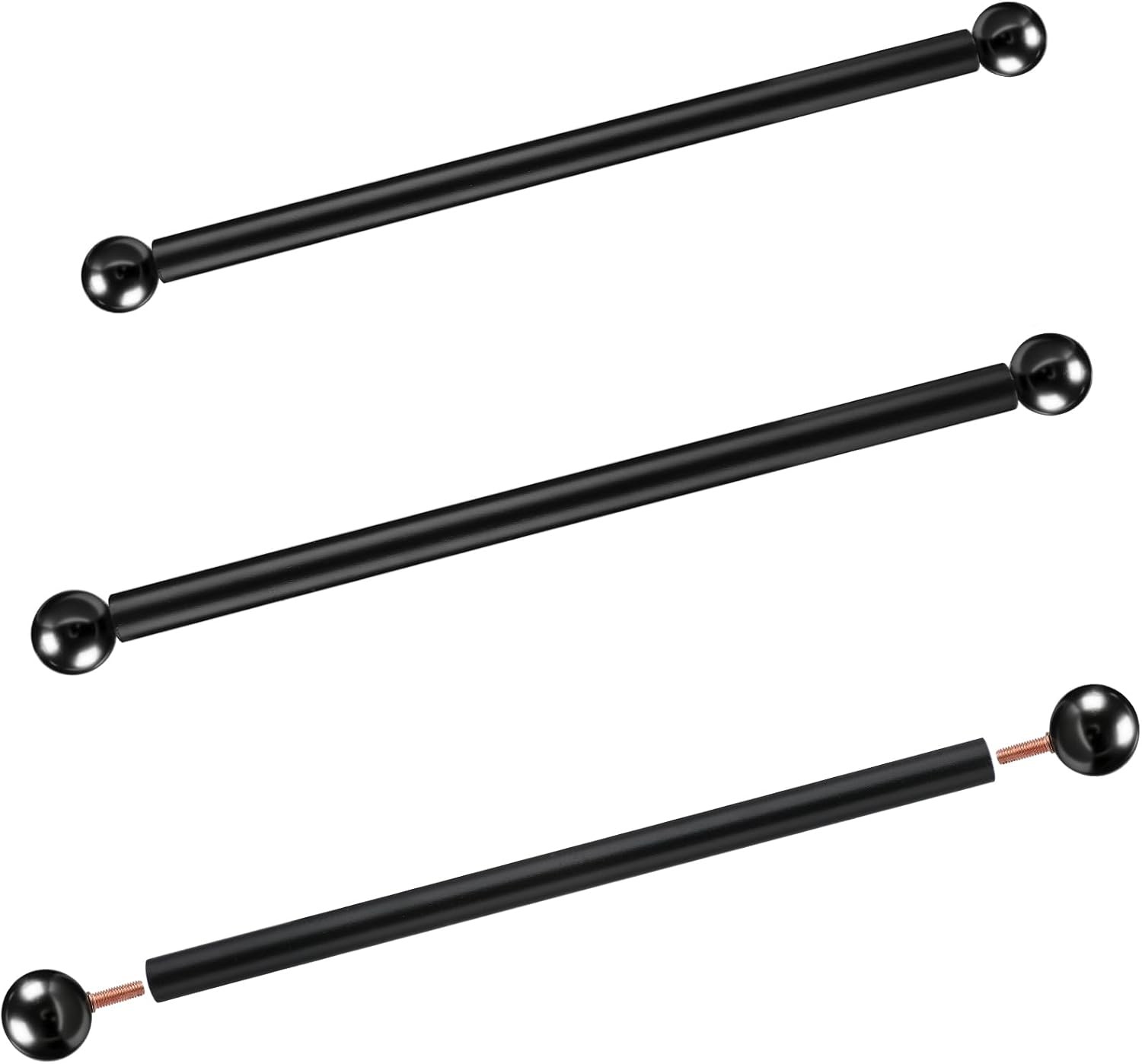 3PCS 16″ Lamp Post Cross Arm Ladder Rest w/ Threaded Metal Ball Black Brass