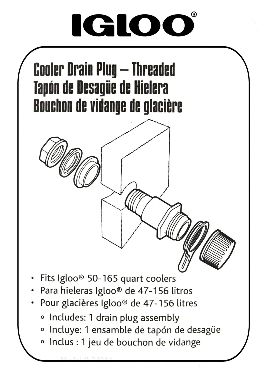 Igloo Replacement Threaded Drain Plug One Size,