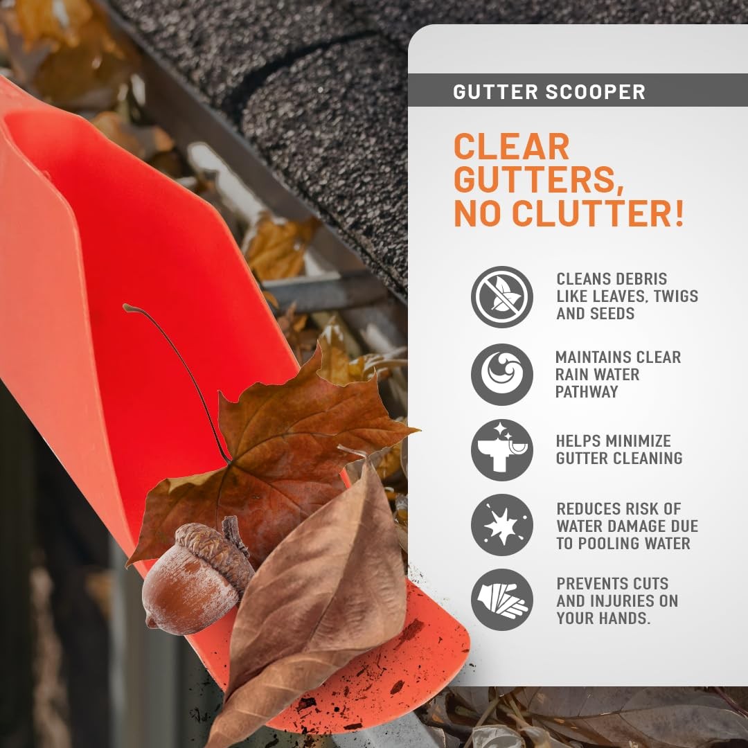 Gutter Scoop Cleaning Tools – Easy Removal of Leaves and Dirt – Deep Curved…