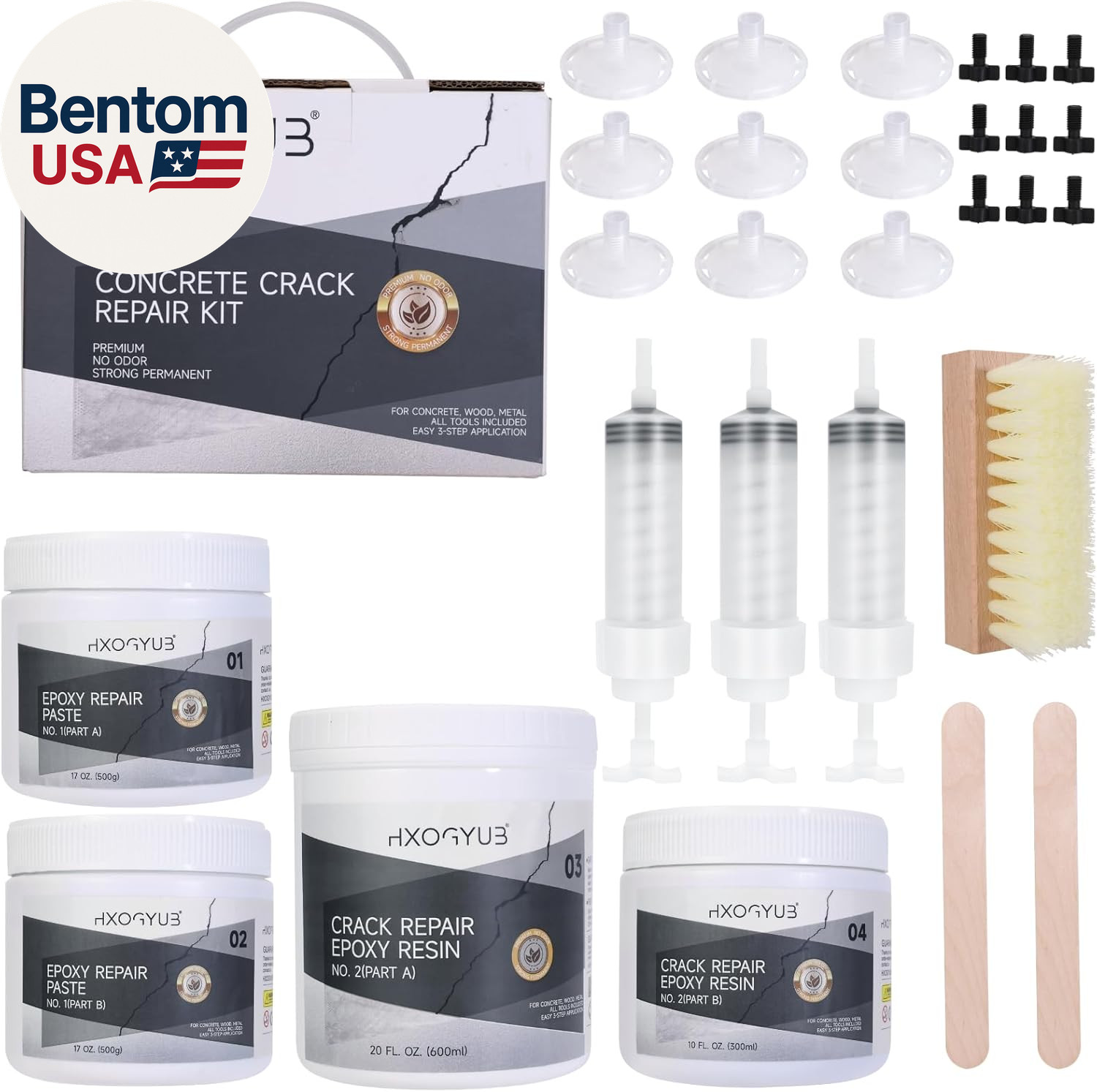 Concrete Foundation Crack Repair Kit, with Automatic Injector, High Performance,