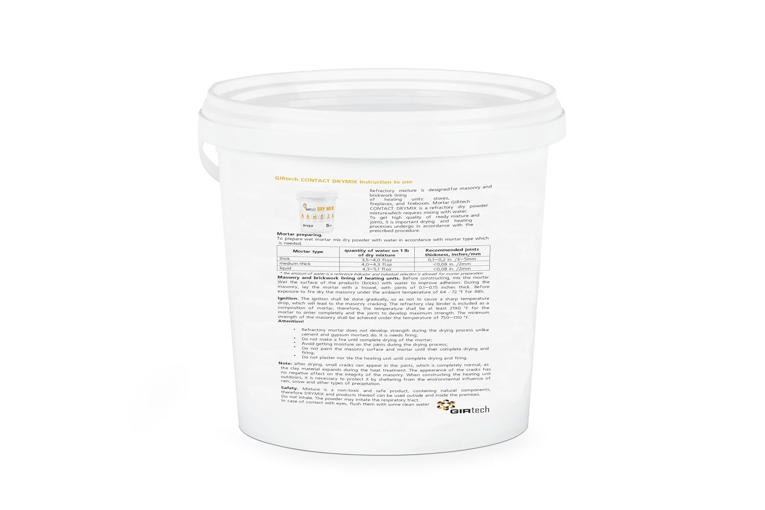 Refractory Cement Dry Mix Mortar 5 LB 3110 Degree °F High Temp Heat Resistant