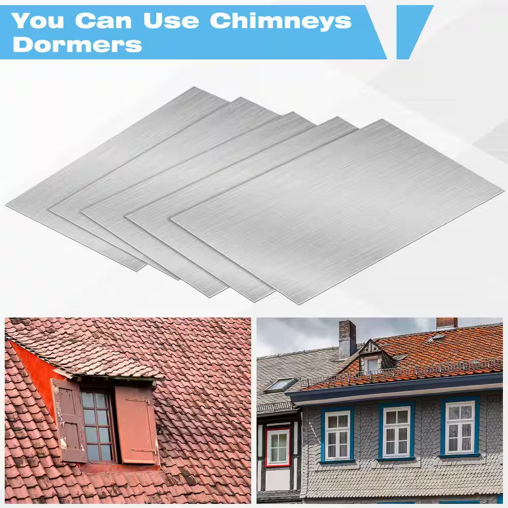 0.41 Ft X 0.58 Ft Aluminum Roof Panels, 0.0078In Thick Silver Metal Roof Flashin