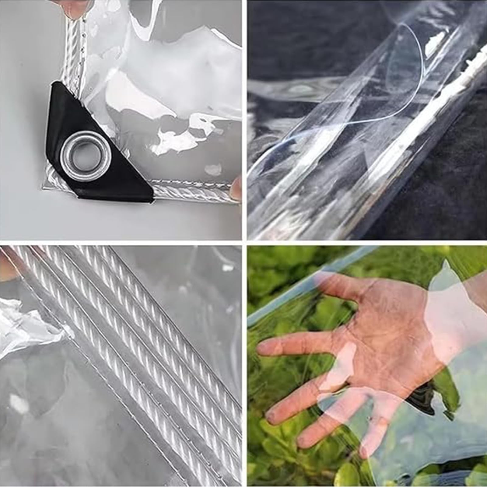 6′ X 8′ Clear Tarps Heavy Duty Waterproof PVC Vinyl 14 Mil Thick, Glass Tarpa…